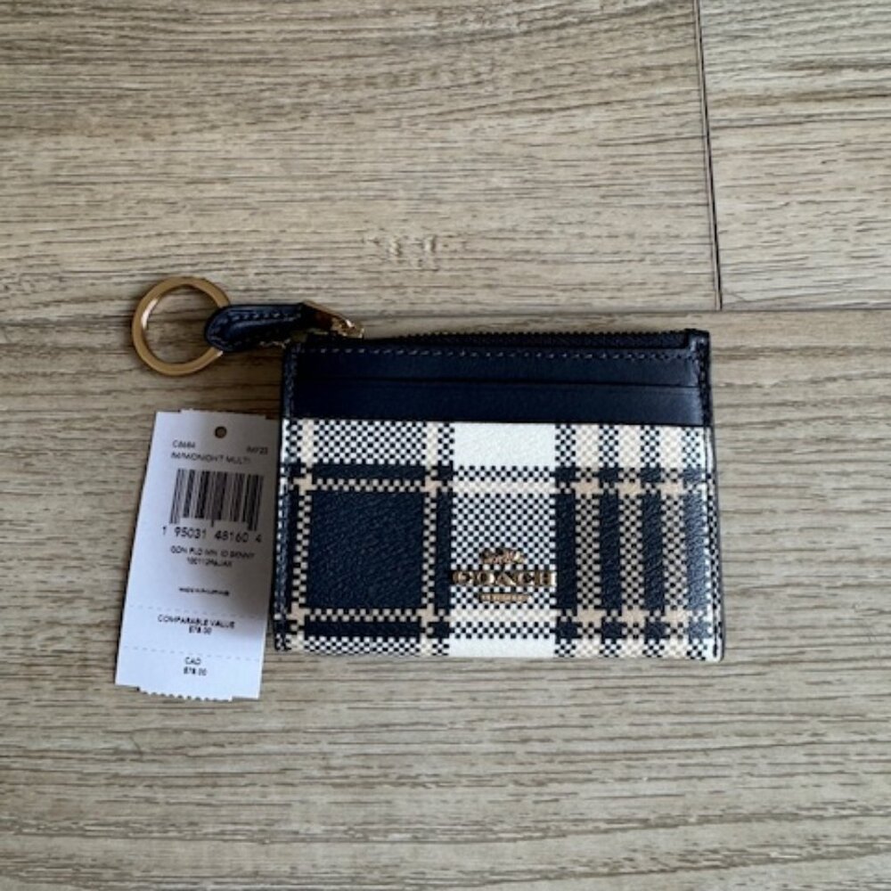 NWT - Coach Mini Skinny Id Card Case Wallet in multi blue pattern